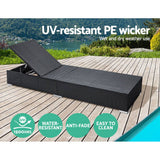 darrahopens Furniture > Outdoor Gardeon Sun Lounge Wicker Lounger Outdoor Furniture Rattan Garden Day Bed Sofa Black