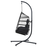 Darrahopens Furniture > Outdoor Gardeon Swing Chair Egg Hammock With Stand Outdoor Furniture Wicker Seat Black