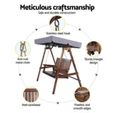 darrahopens Furniture > Outdoor Gardeon Swing Chair Wooden Garden Bench Canopy 2 Seater Outdoor Furniture