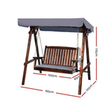 darrahopens Furniture > Outdoor Gardeon Swing Chair Wooden Garden Bench Canopy 2 Seater Outdoor Furniture