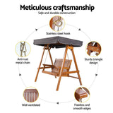 darrahopens Furniture > Outdoor Gardeon Swing Chair Wooden Garden Bench Canopy 2 Seater Outdoor Furniture