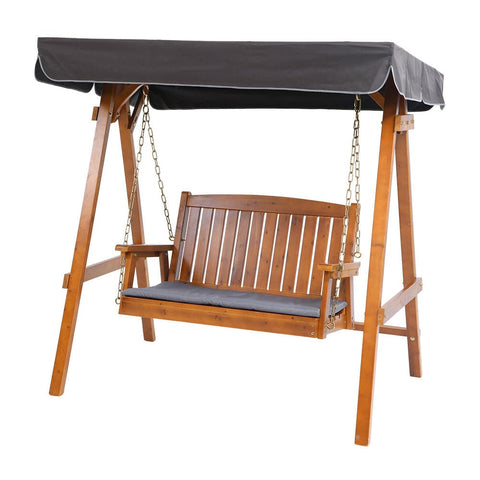darrahopens Furniture > Outdoor Gardeon Swing Chair Wooden Garden Bench Canopy 2 Seater Outdoor Furniture
