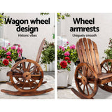 darrahopens Furniture > Outdoor Gardeon Wagon Wheels Rocking Chair - Brown
