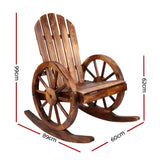 darrahopens Furniture > Outdoor Gardeon Wagon Wheels Rocking Chair - Brown