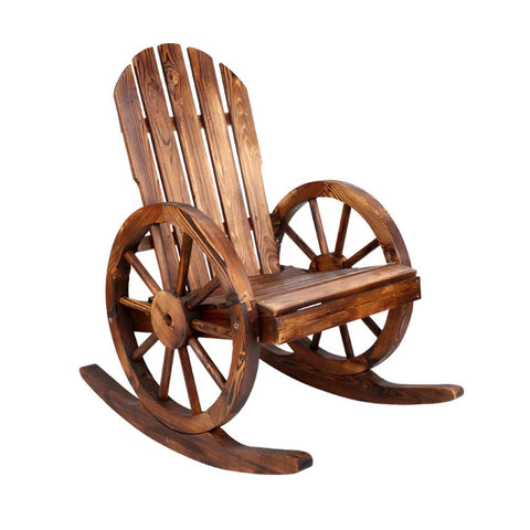 darrahopens Furniture > Outdoor Gardeon Wagon Wheels Rocking Chair - Brown