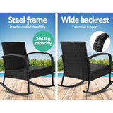 darrahopens Furniture > Outdoor Gardeon Wicker Rocking Chairs Table Set Outdoor Setting Recliner Patio Furniture