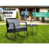 darrahopens Furniture > Outdoor Gardeon Wicker Rocking Chairs Table Set Outdoor Setting Recliner Patio Furniture