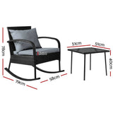 darrahopens Furniture > Outdoor Gardeon Wicker Rocking Chairs Table Set Outdoor Setting Recliner Patio Furniture