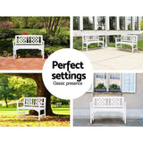 darrahopens Furniture > Outdoor Gardeon Wooden Garden Bench 2 Seat Patio Furniture Timber Outdoor Lounge Chair White