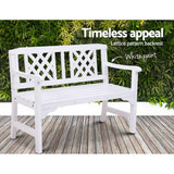 darrahopens Furniture > Outdoor Gardeon Wooden Garden Bench 2 Seat Patio Furniture Timber Outdoor Lounge Chair White