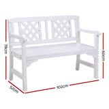 darrahopens Furniture > Outdoor Gardeon Wooden Garden Bench 2 Seat Patio Furniture Timber Outdoor Lounge Chair White