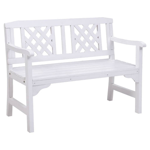 darrahopens Furniture > Outdoor Gardeon Wooden Garden Bench 2 Seat Patio Furniture Timber Outdoor Lounge Chair White