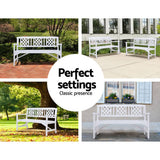 darrahopens Furniture > Outdoor Gardeon Wooden Garden Bench 3 Seat Patio Furniture Timber Outdoor Lounge Chair White