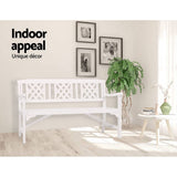 darrahopens Furniture > Outdoor Gardeon Wooden Garden Bench 3 Seat Patio Furniture Timber Outdoor Lounge Chair White