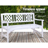 darrahopens Furniture > Outdoor Gardeon Wooden Garden Bench 3 Seat Patio Furniture Timber Outdoor Lounge Chair White