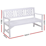 darrahopens Furniture > Outdoor Gardeon Wooden Garden Bench 3 Seat Patio Furniture Timber Outdoor Lounge Chair White
