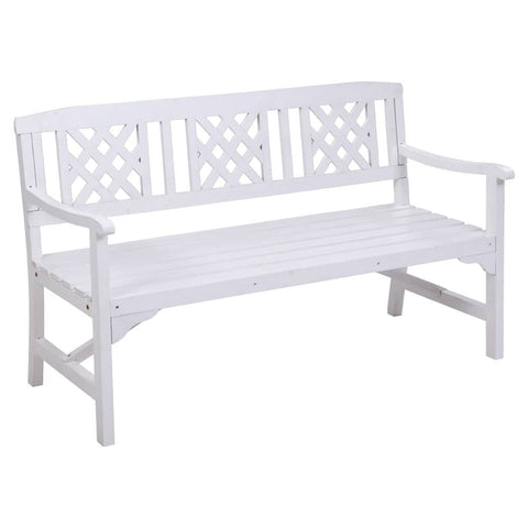 darrahopens Furniture > Outdoor Gardeon Wooden Garden Bench 3 Seat Patio Furniture Timber Outdoor Lounge Chair White