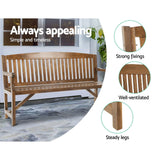 darrahopens Furniture > Outdoor Gardeon Wooden Garden Bench Chair Natural Outdoor Furniture Décor Patio Deck 3 Seater