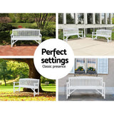 darrahopens Furniture > Outdoor Gardeon Wooden Garden Bench Chair Outdoor Furniture Patio Deck 3 Seater White