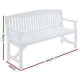 darrahopens Furniture > Outdoor Gardeon Wooden Garden Bench Chair Outdoor Furniture Patio Deck 3 Seater White