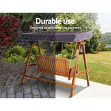 darrahopens Furniture > Outdoor Gardeon Wooden Swing Chair Garden Bench Canopy 3 Seater Outdoor Furniture