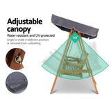 darrahopens Furniture > Outdoor Gardeon Wooden Swing Chair Garden Bench Canopy 3 Seater Outdoor Furniture