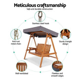 darrahopens Furniture > Outdoor Gardeon Wooden Swing Chair Garden Bench Canopy 3 Seater Outdoor Furniture