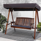 darrahopens Furniture > Outdoor Gardeon Wooden Swing Chair Garden Bench Canopy 3 Seater Outdoor Furniture