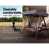 darrahopens Furniture > Outdoor Gardeon Wooden Swing Chair Garden Bench Canopy 3 Seater Outdoor Furniture