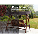 darrahopens Furniture > Outdoor Gardeon Wooden Swing Chair Garden Bench Canopy 3 Seater Outdoor Furniture