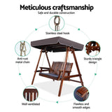 darrahopens Furniture > Outdoor Gardeon Wooden Swing Chair Garden Bench Canopy 3 Seater Outdoor Furniture