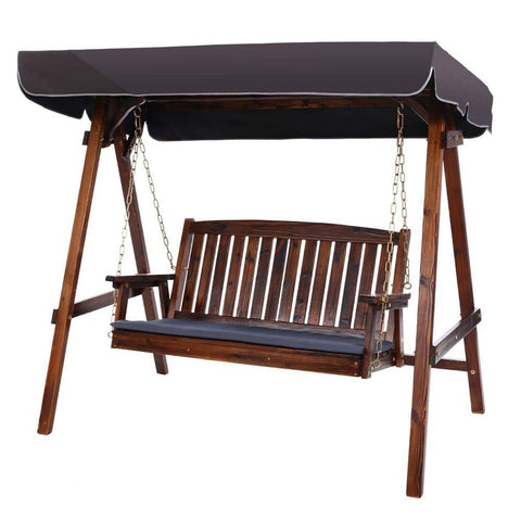 darrahopens Furniture > Outdoor Gardeon Wooden Swing Chair Garden Bench Canopy 3 Seater Outdoor Furniture