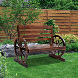 darrahopens Furniture > Outdoor Gardeon Wooden Wagon Wheel Bench - Brown