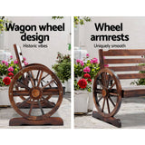 darrahopens Furniture > Outdoor Gardeon Wooden Wagon Wheel Bench - Brown