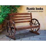 darrahopens Furniture > Outdoor Gardeon Wooden Wagon Wheel Bench - Brown