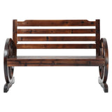 darrahopens Furniture > Outdoor Gardeon Wooden Wagon Wheel Bench - Brown