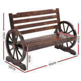 darrahopens Furniture > Outdoor Gardeon Wooden Wagon Wheel Bench - Brown