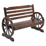 darrahopens Furniture > Outdoor Gardeon Wooden Wagon Wheel Bench - Brown