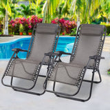 darrahopens Furniture > Outdoor Gardeon Zero Gravity Chair 2PC Reclining Outdoor Sun Lounge Folding Camping