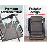 darrahopens Furniture > Outdoor Gardeon Zero Gravity Chair 2PC Reclining Outdoor Sun Lounge Folding Camping