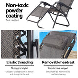 darrahopens Furniture > Outdoor Gardeon Zero Gravity Chair 2PC Reclining Outdoor Sun Lounge Folding Camping