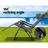 darrahopens Furniture > Outdoor Gardeon Zero Gravity Chair 2PC Reclining Outdoor Sun Lounge Folding Camping
