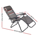 darrahopens Furniture > Outdoor Gardeon Zero Gravity Chair 2PC Reclining Outdoor Sun Lounge Folding Camping