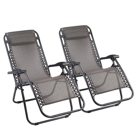 darrahopens Furniture > Outdoor Gardeon Zero Gravity Chair 2PC Reclining Outdoor Sun Lounge Folding Camping