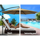 darrahopens Furniture > Outdoor Instahut 3M Cantilevered Outdoor Umbrella - Beige