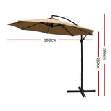 darrahopens Furniture > Outdoor Instahut 3M Cantilevered Outdoor Umbrella - Beige