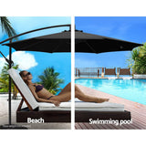 darrahopens Furniture > Outdoor Instahut 3M Cantilevered Outdoor Umbrella - Black