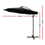 darrahopens Furniture > Outdoor Instahut 3M Cantilevered Outdoor Umbrella - Black