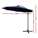 darrahopens Furniture > Outdoor Instahut 3M Cantilevered Outdoor Umbrella - Navy