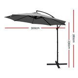 darrahopens Furniture > Outdoor Instahut 3M Outdoor Furniture Garden Umbrella Charcoal